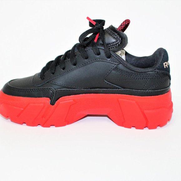 Reebok x Cardi B Club C Woman's Leather Black&Vector Red Platforms Women's 3.5 - Picture 8 of 11